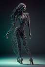 Female model in black lace. AI Generated. Art Print